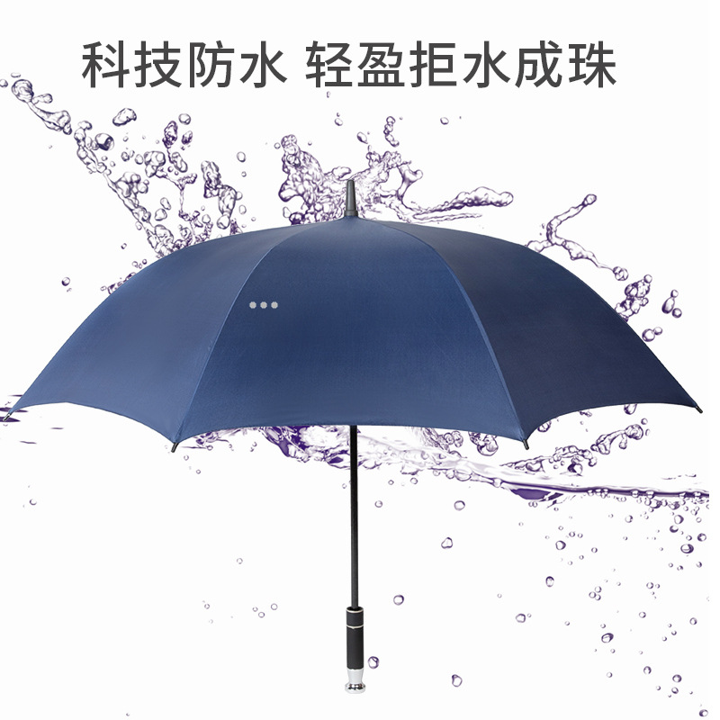 Paraguas de golf de fibra completa con revestimiento negro, paraguas de coche para hombres de negocios, paraguas VIP de alta gama, mango largo, venta al por mayor, parasol de moda.