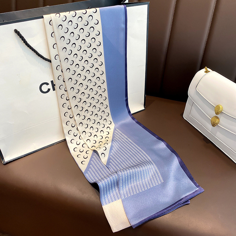 Hangzhou bufandas de seda verde azul estilo nacional morera seda flotante mujer primavera y otoño con bufandas de seda de doble capa 150 * 15cm bufandas