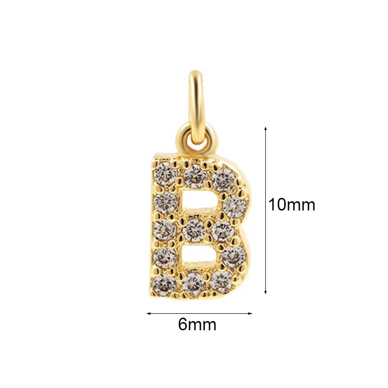 14K Gold Plated Plating Material 1 Piece Copper Zircon 14K Gold Plated Letter Polished Pendant Chain