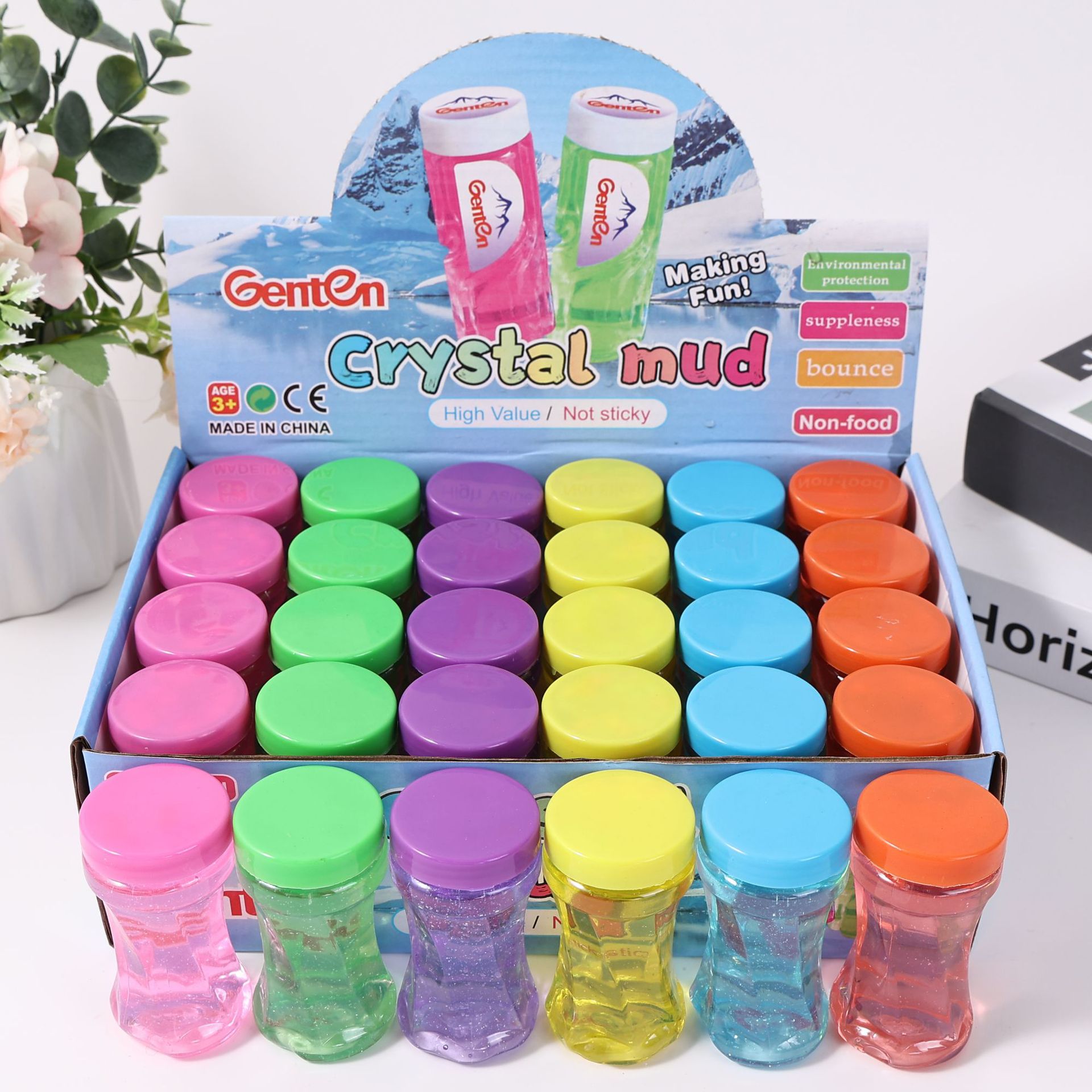 24 piezas de pegamento espumoso de cristal, pegamento M seguro, no tóxico, no pegajoso, juguete educativo, arcilla DIY.