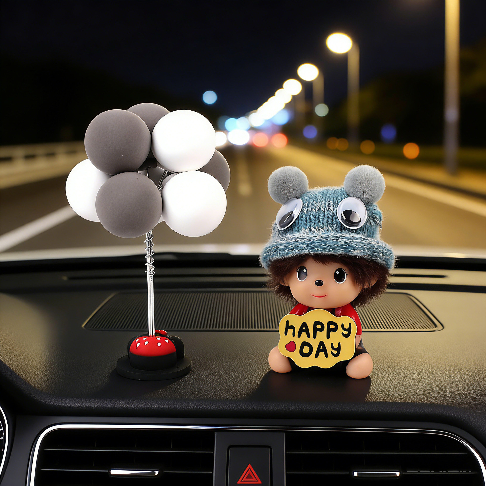 2025 adornos interiores de automóviles de dibujos animados adorables consola central de automóviles en línea Monchichi adornos creativos para automóviles