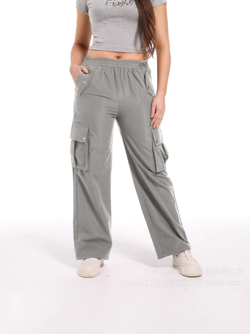2025 comercio exterior TEMU pantalones anchos transfronterizos de cintura alta de cuatro estaciones, monos rectos, pantalones de cercanías de temperamento, pantalones casuales