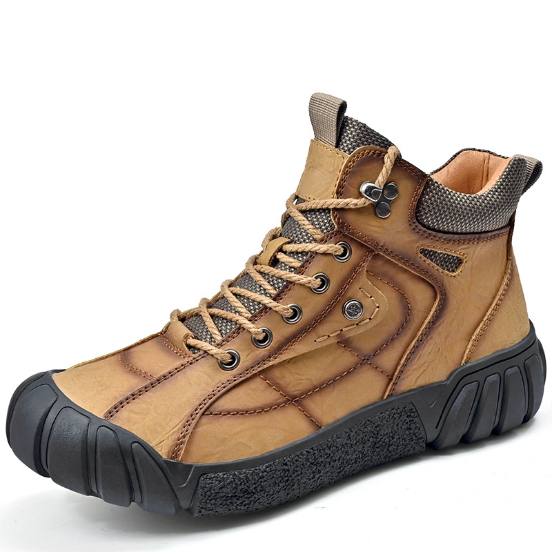 2023 Осенняя походная обувь для среднего и пожилого возраста Уличная обувь для папы Походная Нескользящая износостойкая кожаная походная обувь на флисовой подкладке Утолщенная