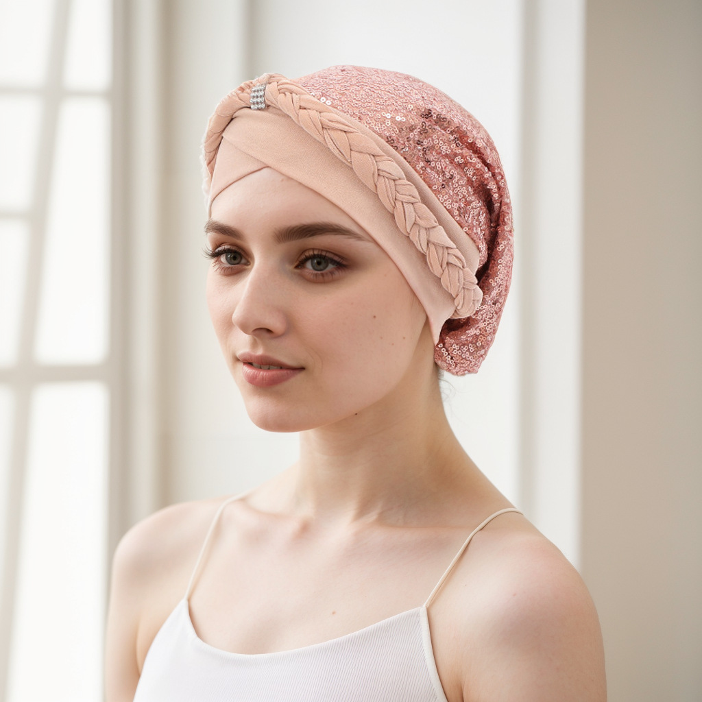 Muslim hat Milk silk with sequin braid hat Muslim hat Indian hat_voghion.com