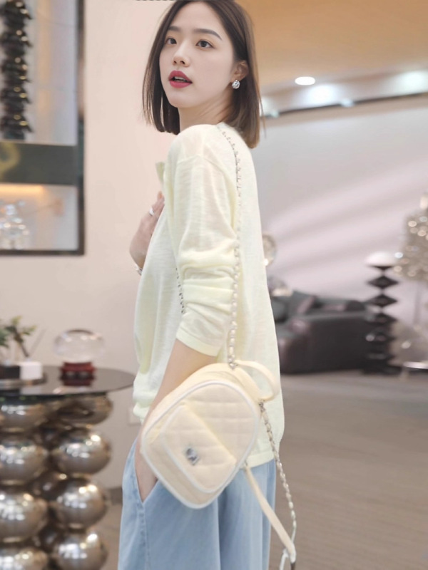 【回头率高】轻薄百搭慵懒风长袖T恤女2025夏季新款防晒针织上衣|undefined
