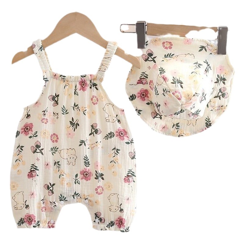 Ropa de bebé verano mameluco bebé niña cabestrillo vaina verano algodón gasa sin hueso mono verano mameluco