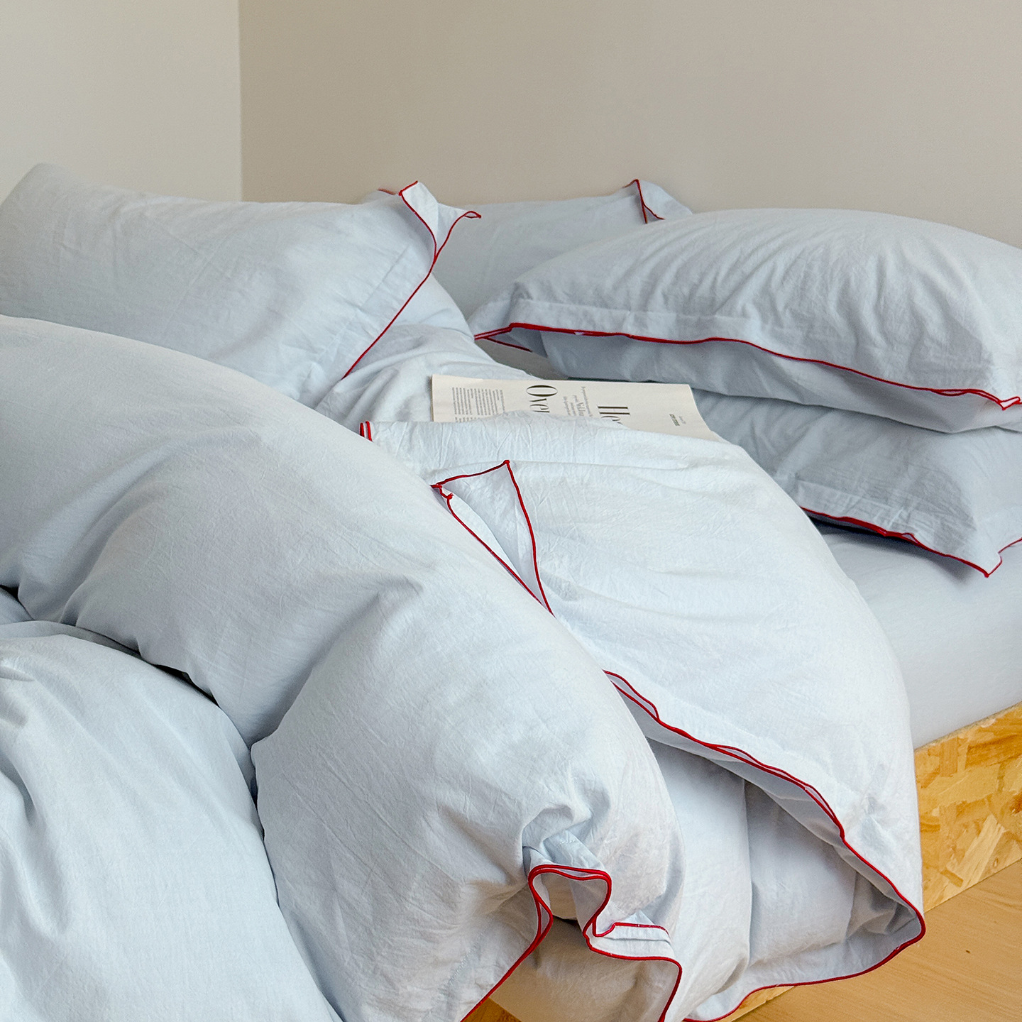 Nordic Style Washed Cotton Bed Sheet Set Four Piece Bedding_voghion.com