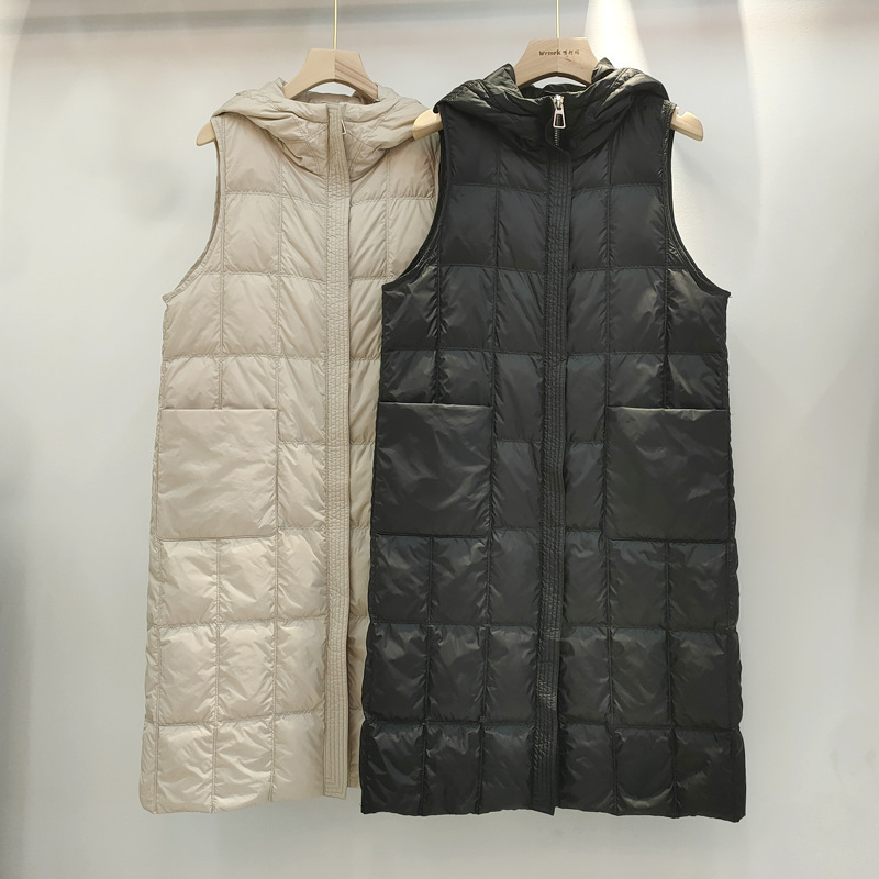 Down liner vest winter women's overcoat hooded white duck down jacket warm vest