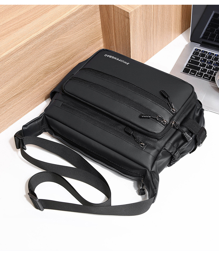 Cross-border men's crossbody bag, PU large-capacity messenger bag, Japanese-style simple functional single-shoulder bag, fashionable and versatile casual bag undefined