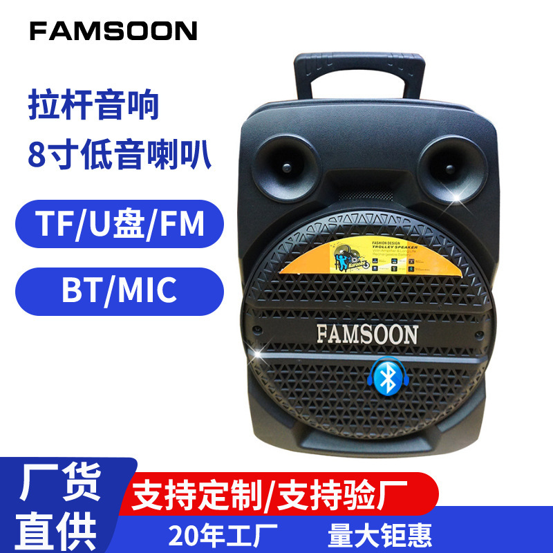 Outdoor Square Dance Rod Audio 8-inch Portable Mobile Wireless Bluetooth Card Speaker High Power Player