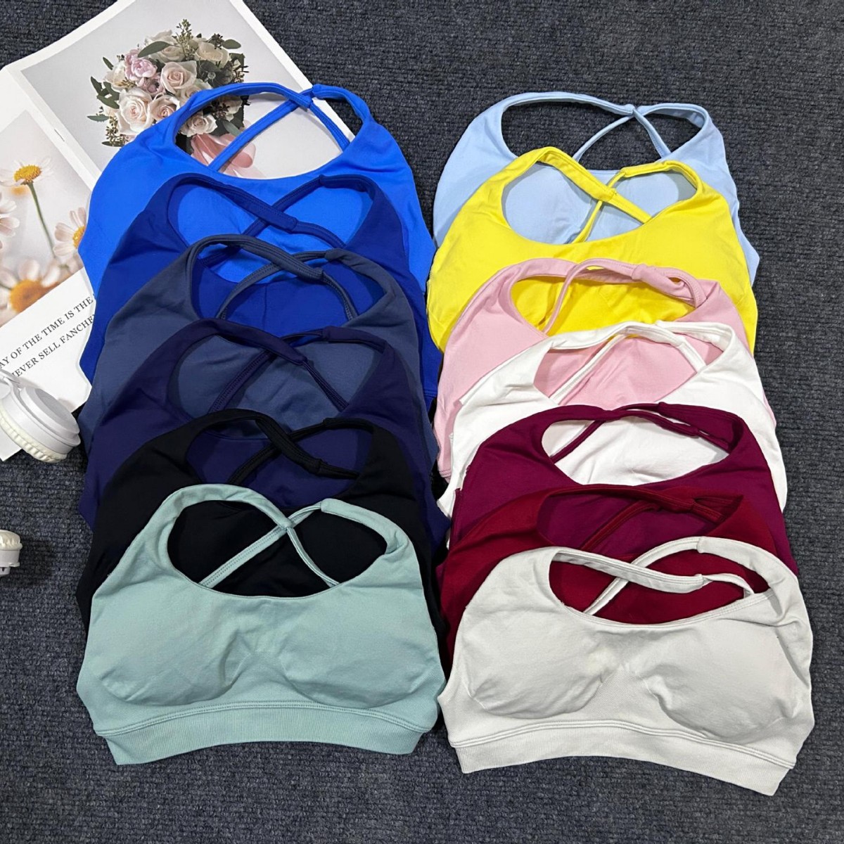 Amazon Dfyne High Elastic Matte Nylon Oblique Shoulder Bra Beautiful Back Seamless Sports Bra Yoga Bra Intimates