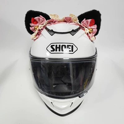 Lolita Style Cute Cat Ear Helmet Decoration Detachable Bendable Female Motorcycle Accessories Electric Vehicle Skiing (Dəbilqə (Kaska) aksesuarları) - black-ear-pink-silk-lolita-headband-comes-with-tail