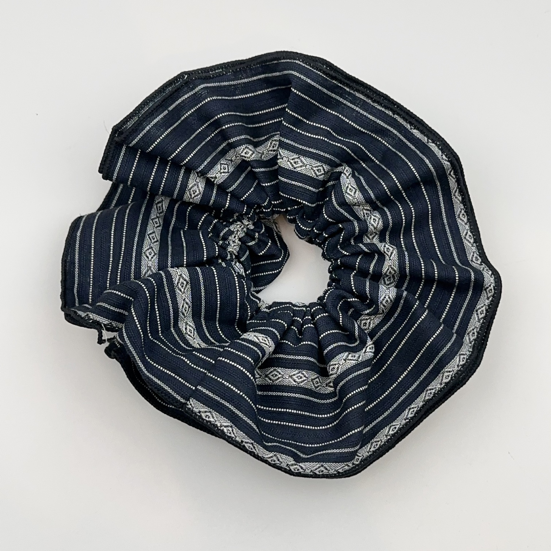 Elástico de cabelo em tecido às riscas estilo coreano para mulher_voghion.com