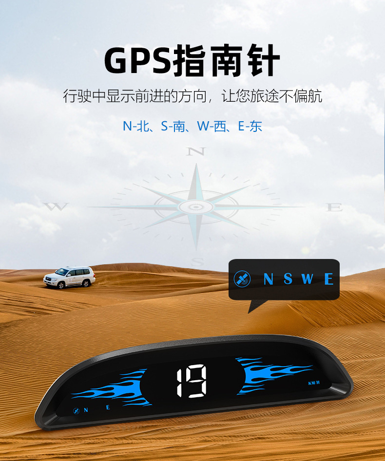 Universal Car HUD Head-Up Display Beidou GPS Car Driving Direction Time Display Cross-Border New Model