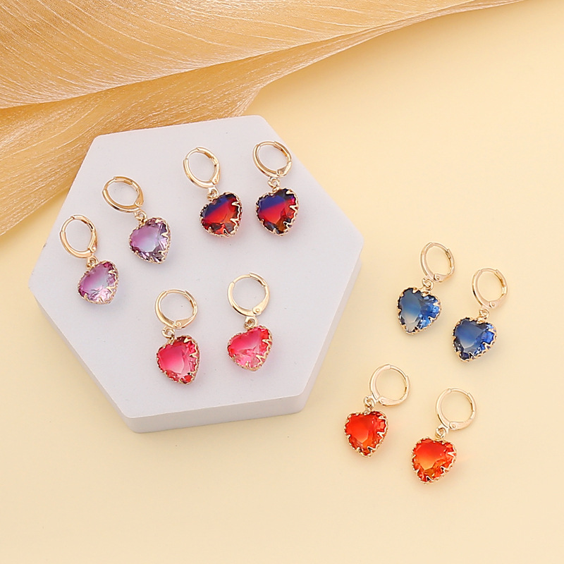 New Fashion Colorful Love Earrings display picture 9