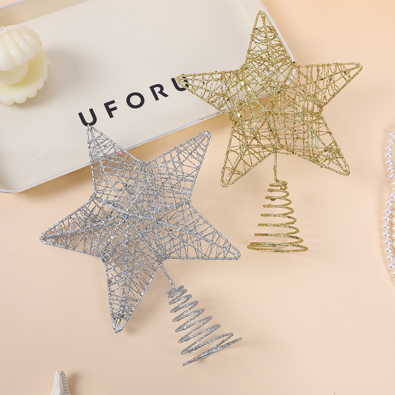 Christmas tree decoration 20cm 3D sprinkled top star small pentagon star Christmas tree arrangement accessories top star
