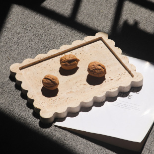 Vintage natural yellow cave stone fruit plate tray decoration high-grade living room dining table tea table snack plate