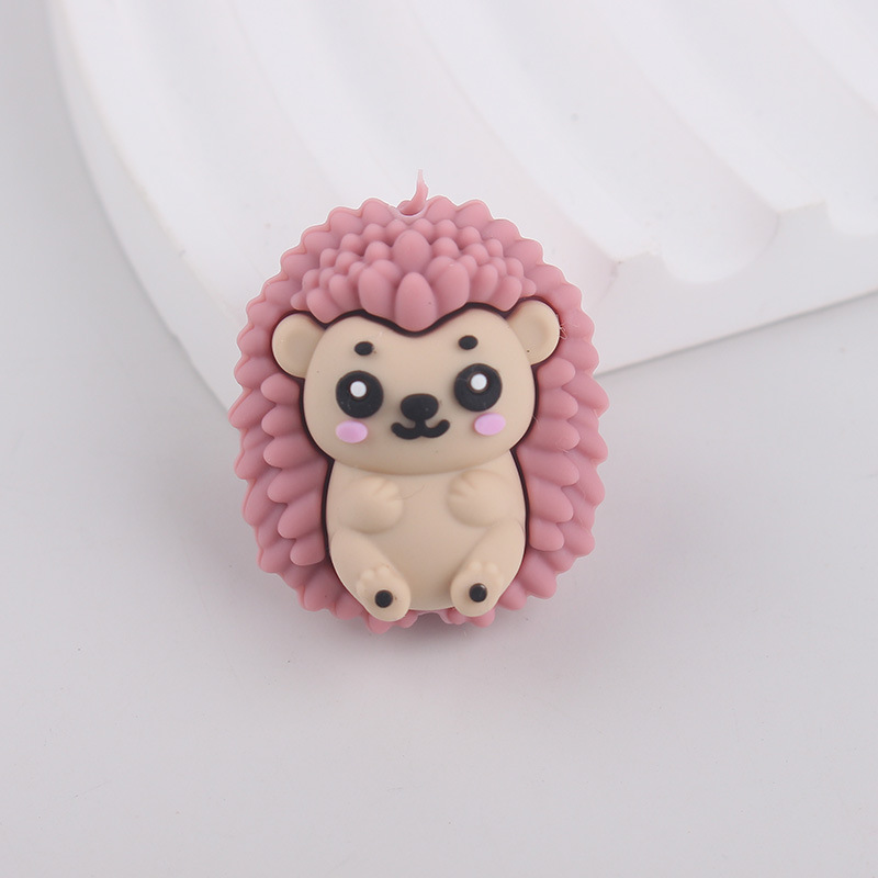 Nuevo erizo cuentas de silicona cuentas lindas de silicona de dibujos animados bolígrafo de cuentas de bricolaje mordedor para niños cadena anti-caída cuentas