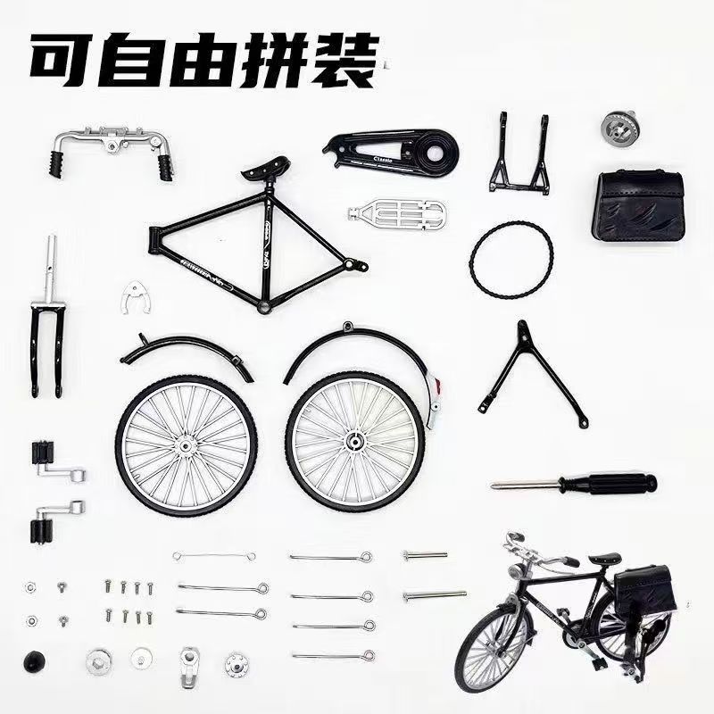 Simulación 28 barras de bicicleta antigua modelo de bicicleta de aleación de juguete de bicicleta retro de los años 80 pequeños adornos