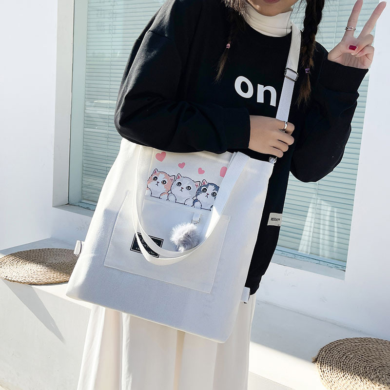 Large-capacity canvas bag 2024 new style fashionable and trendy student class bag, Korean-style simple tutorial bag, one-piece consignment undefined
