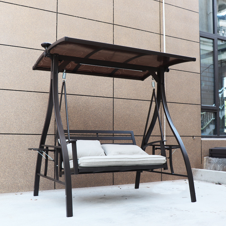 室外户外秋千摇椅庭院花园双人吊椅家用阳台太阳能秋千荡椅批发