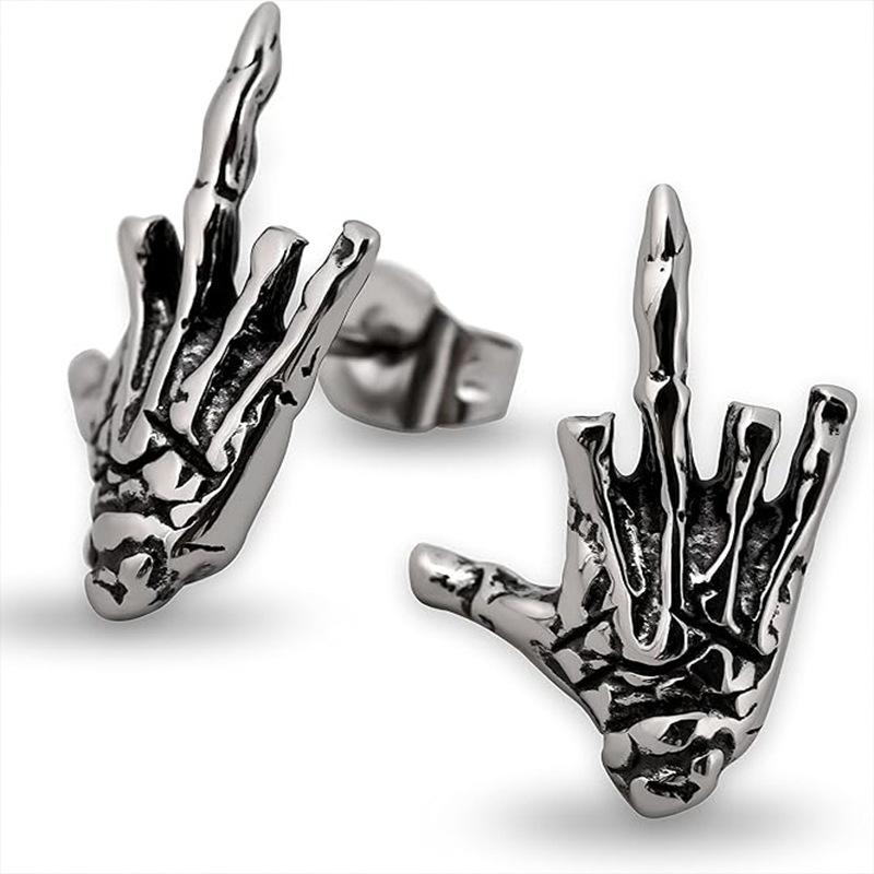 2025 Cross-Border New Product Vertical Middle Finger Earrings for Men, Simple High-End Earrings for Women, Yiwu Earrings Factory Store Wholesale 2025 Cross-Border New Product Vertical Middle Finger Earrings for Men, Simple High-End Earrings for Women, Yiwu Earrings Factory Store Wholesale