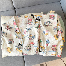 三丽鸥helloKitty睡衣女春秋季云朵棉纱套装2024新款长袖家居服夏
