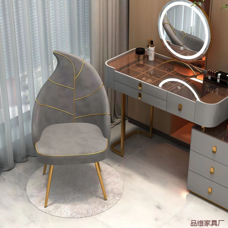 Nuevo tipo de silla de maquillaje de lujo ligero hogar dormitorio respaldo silla de almacenamiento silla de maquillaje