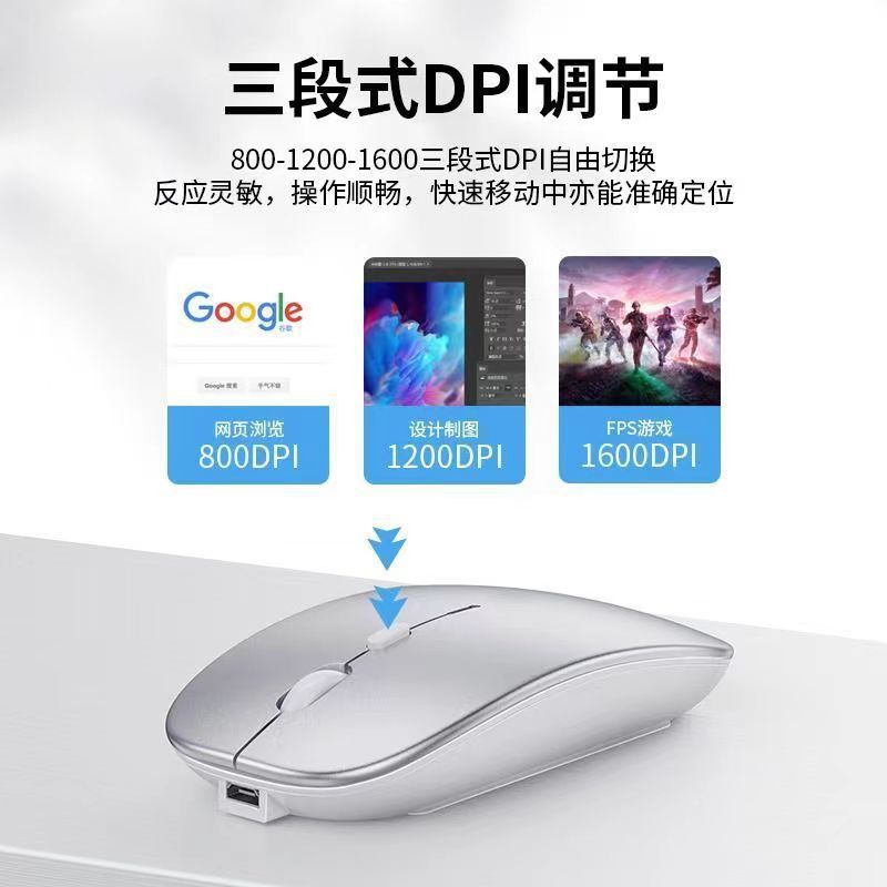 ワイヤレスマウス充電式サイレントノートブック Bluetooth コンピュータタブレットビジネスオフィス Dell HP Lenovo に適しています|undefined