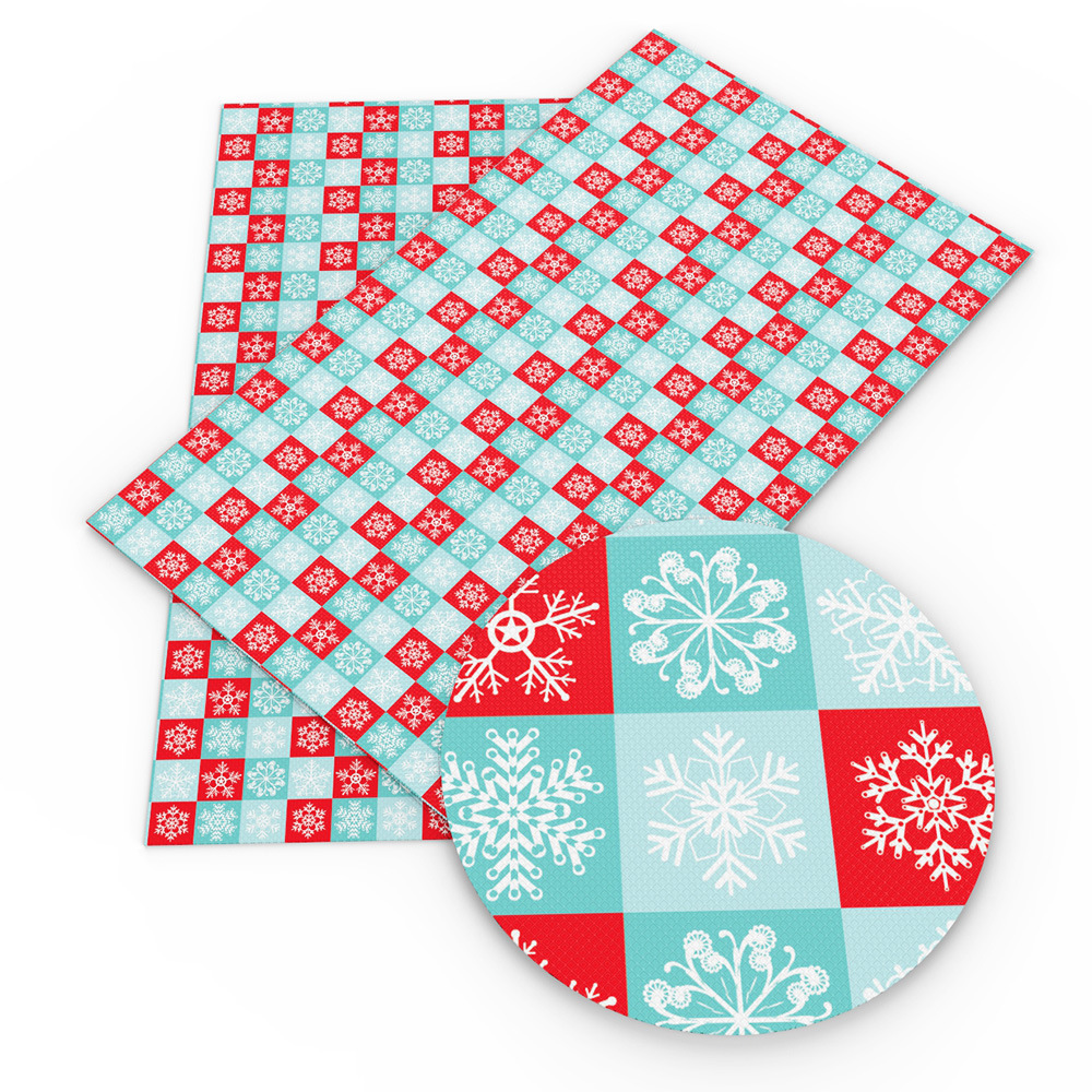 クリスマス雪花模様の薄いポリエステル綿や四面弾ニット生地のプリント生地手作りdiyシャツスカート服装生地