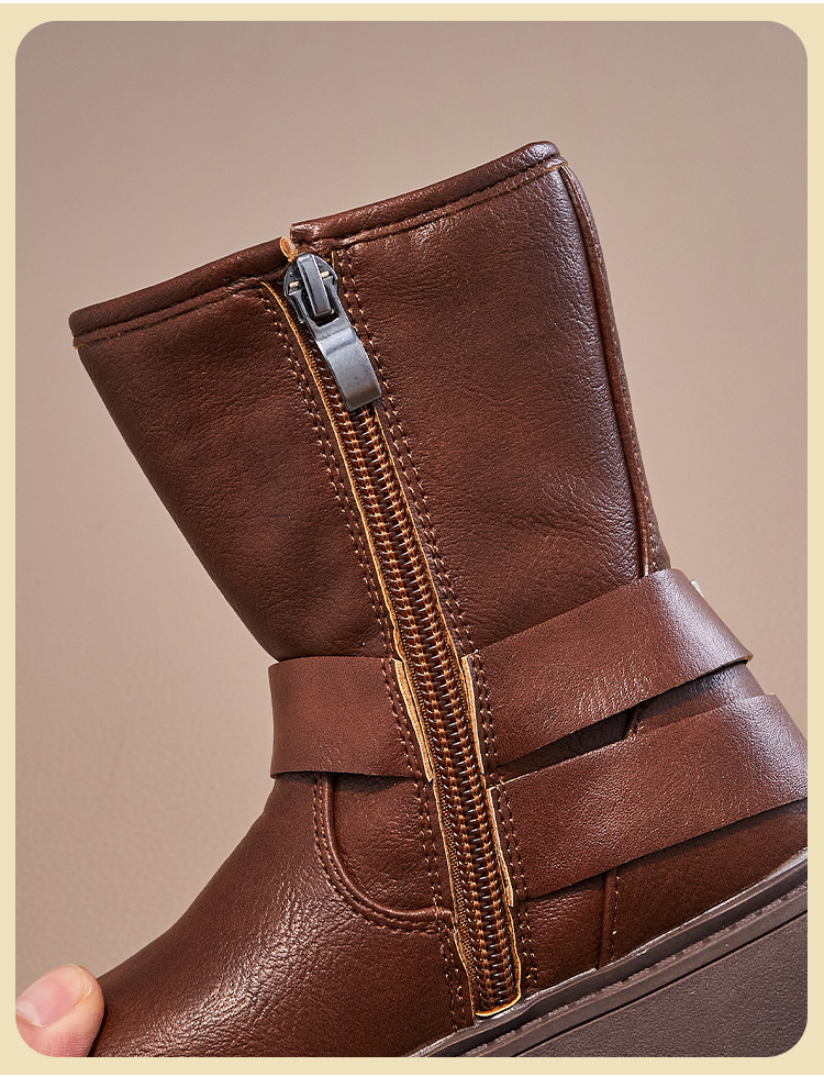 Scarpe per bambini nuovi stivali in pelle per bambini grandi in stile britannico per autunno e inverno, scarpe in pelle con suola morbida per bambini_voghion.com