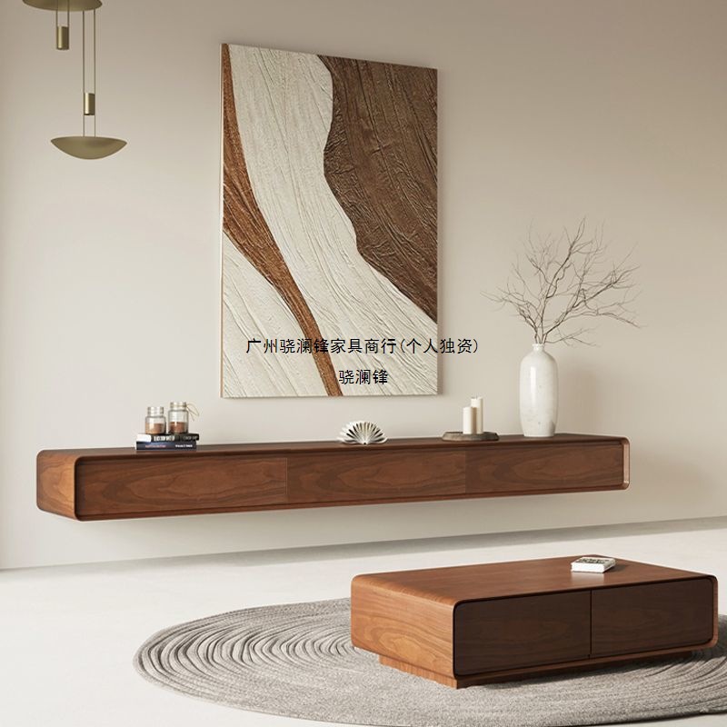 Suspended Solid Wood Wall-Mounted Tv Cabinet Small Apartment Narrow Suspended Ultra-Thin Hanging Wall-Mounted Minimalist Hanging Cabinet Tv Cabinet