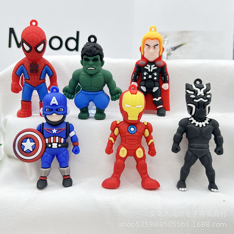 Avengers Alliance Keychain Doll Pendant Marvel Keychain Captain America Spider-Man Key Chain Direct Selling