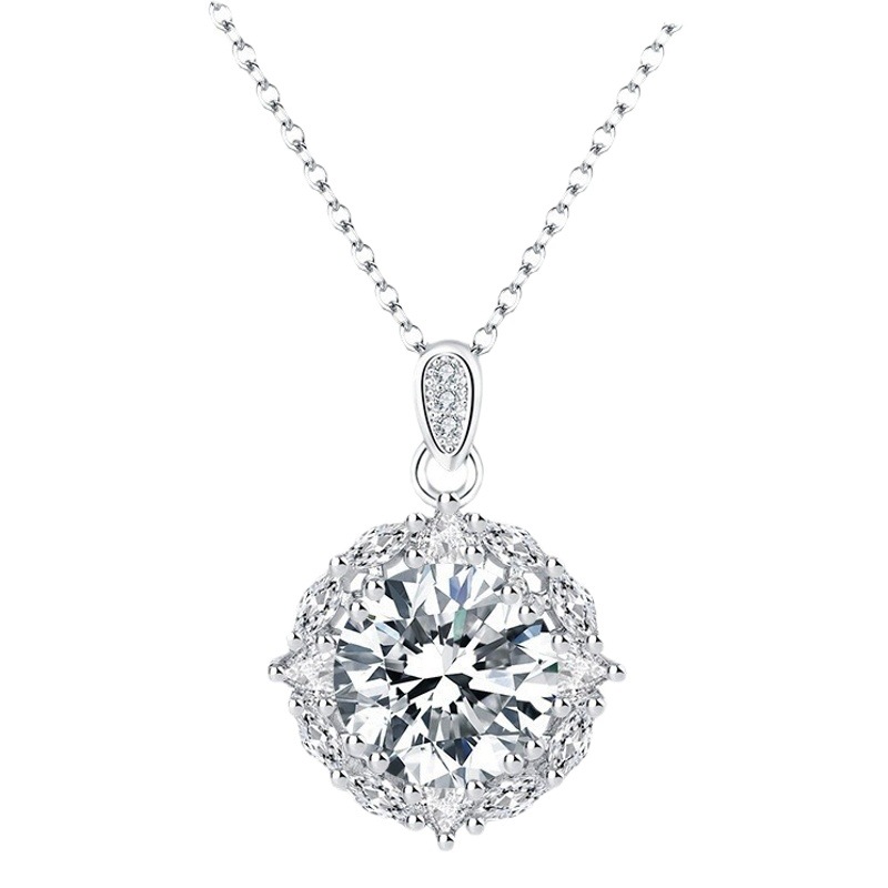 Douyin Live Broadcast Silver-Plated 5 Carat Large Diamond Pigeon Egg Pendant Accessible Luxury Artificial High Carbon Diamond Necklace Women's Jewelry Wholesale