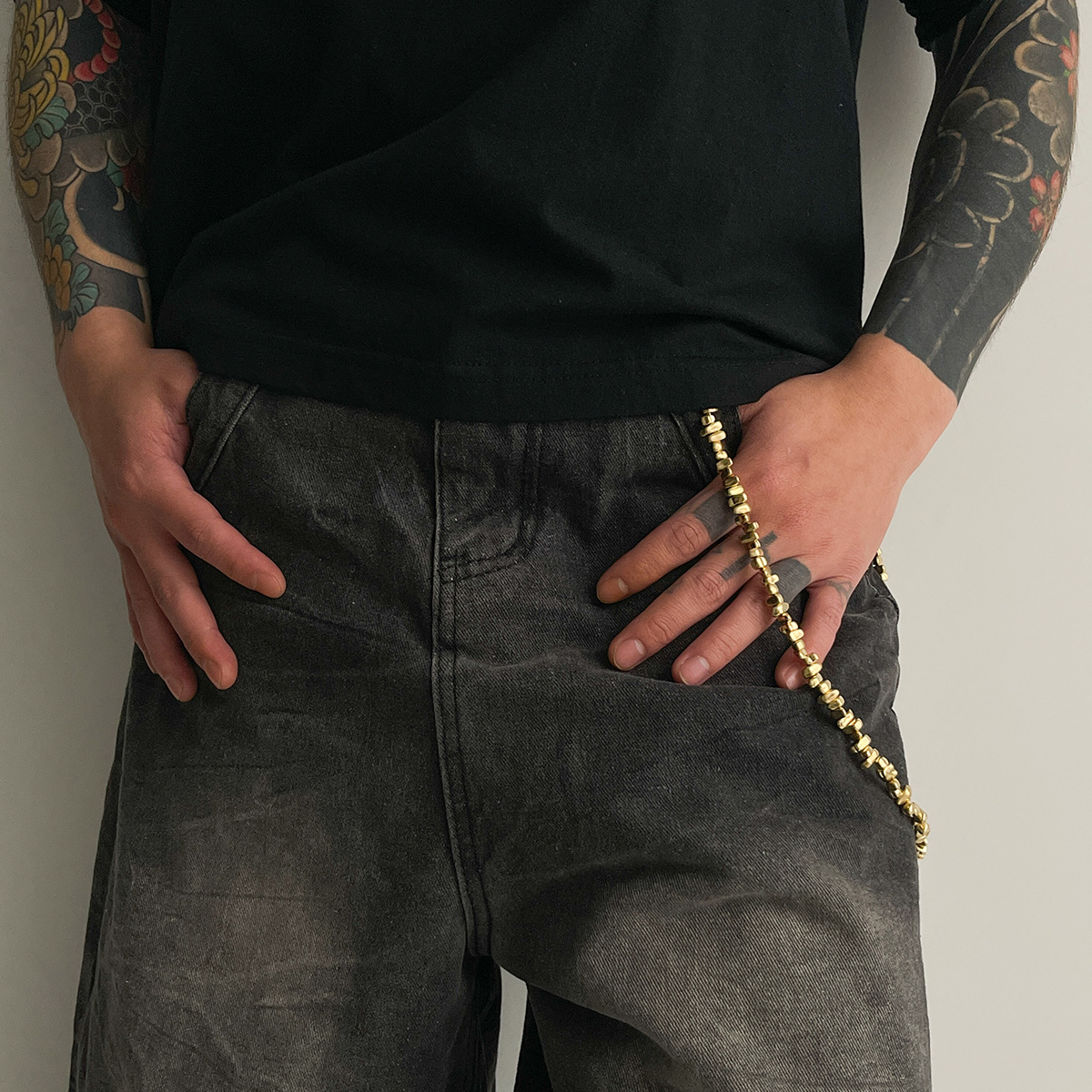 Hip-Hop-Nische CCB Perlenbesetzte High-End-Mode Persönlichkeitshose Herren-Taillenkette_voghion.com