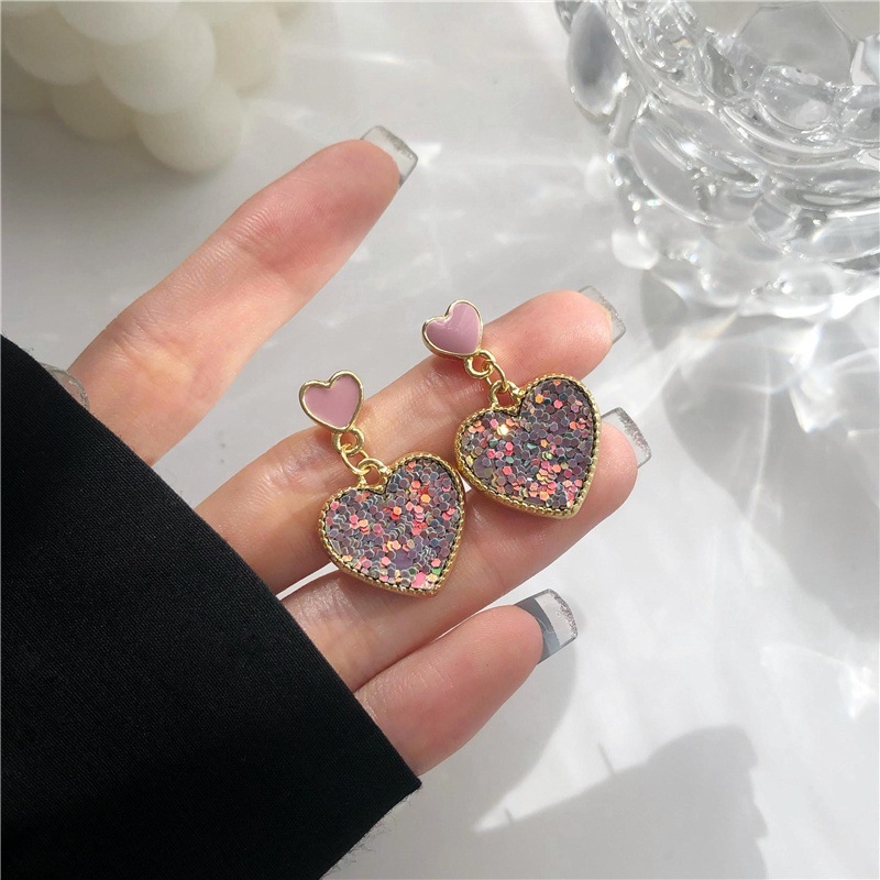 12g Weight 1 Pair Simple Style Heart Shape Alloy Enamel Women's Drop Earrings
