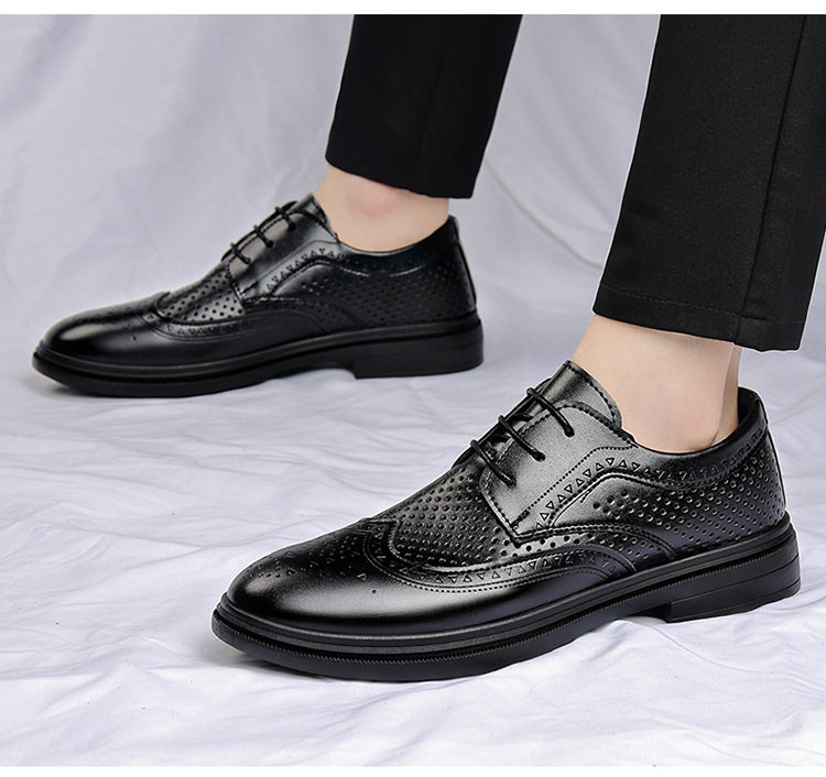 Giày da nam công sở cao cấp thoáng khí tăng chiều cao, gót vuông 3–5 cm — BK-2 màu đen chi tiết 19