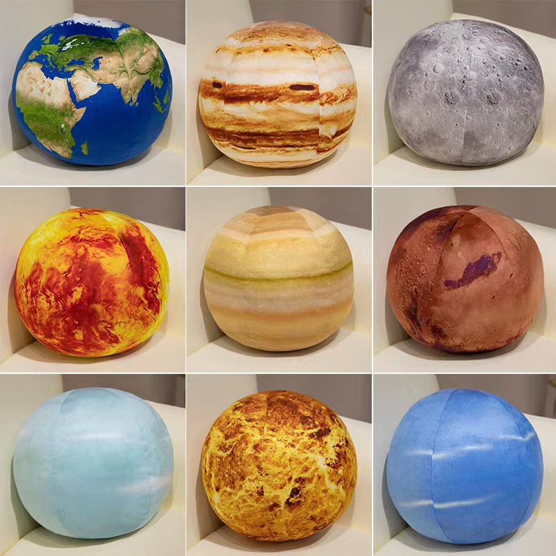 Simulación de la tierra sol luna planetas colgantes juguetes de peluche almohada esférica regalo para niños muñecas de tela