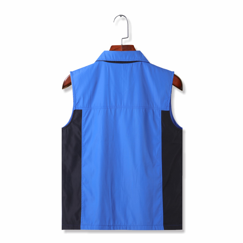 Chaleco con cremallera personalizado con malla compuesta y bloques de color, logotipo bordado, chaleco de uniforme para personal de logística y reparto, hecho a medida