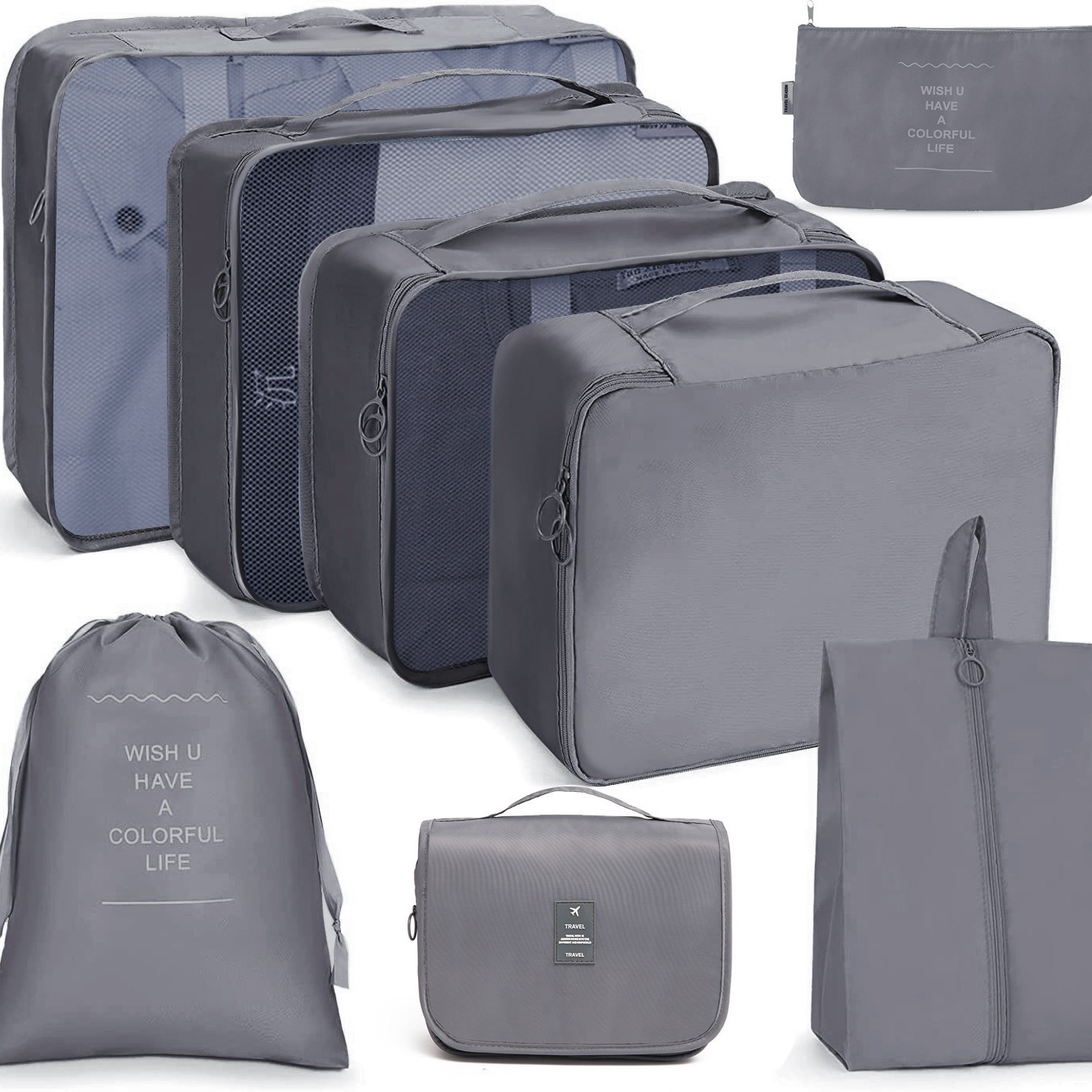 Bolsa de almacenamiento de viaje traje de seis piezas de siete piezas de ocho piezas plegable bolsa de lavado bolsa de almacenamiento de ropa bolsa de viaje con cordón