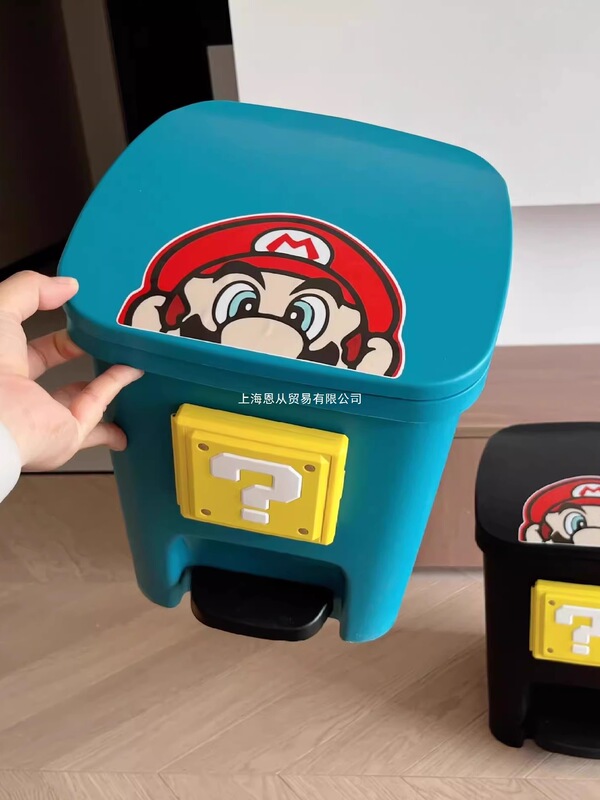 Cute Trash Can with High Appearance, Personalized and Creative DIY Pedal Type with Lid for Kidsren's Room Cartoon Living Room Bathroom