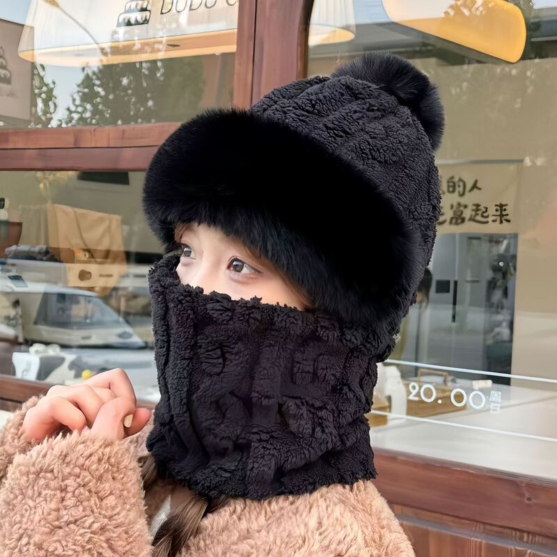 秋冬帽子三合一加绒加厚女生季百搭骑车户外旅行防风防寒保暖套头|undefined