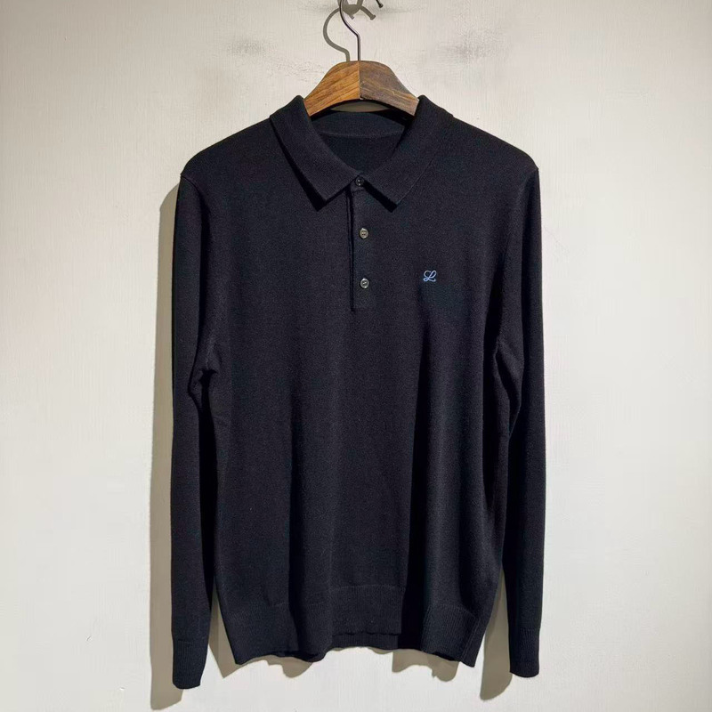 2025 New Autumn and Winter Old Money Style Men's Polo Shirt Geometric Embroidered Lapel Knitwear Business Casual Knitwear