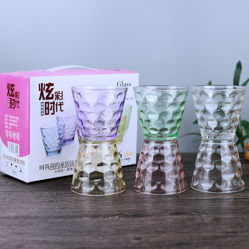 Venta al por mayor productos de Vidrio colorido gota de lluvia taza conjunto regalo del hogar actividad taza de té reunión de negocios taza de vidrio