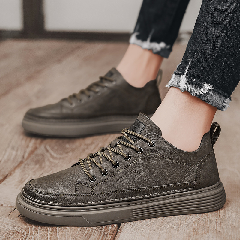Men's Leather Shoes 2022 Spring Casual Shoes Work Shoes Korean Style Fashion Sports Men's Shoes Trendy Student Sneakers Men