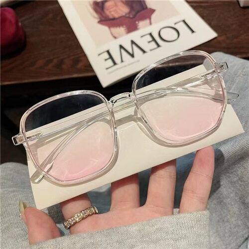New Photchromic Women's Blush Sunglasses Trendy UV Protection Large Face Slimming Influencer Anti-Blue Light Glasses