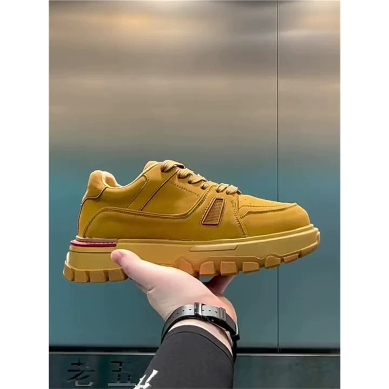 Модные мужские кроссовки нового стиля, спортивные, кожаные, повседневные, с мягкой и толстой подошвой, в корейском стиле, как у интернет-знаменитостей, дышащие, мужские кроссовки-«папины» размеры XS