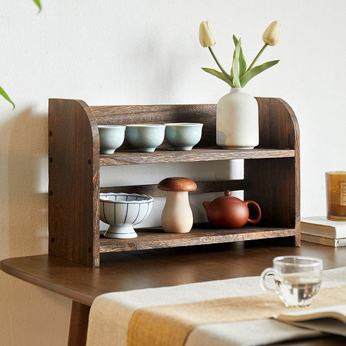 博古架实木中式桌面桌上置物架茶具茶杯展示架多宝阁茶壶架摆件小