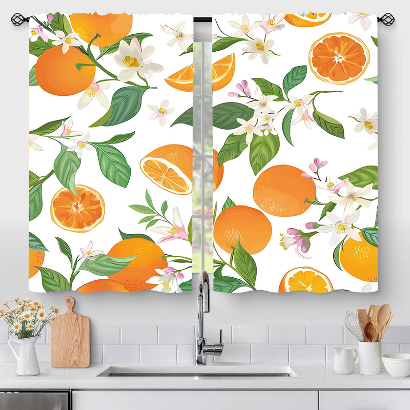 Amazon Small Curtain Curtain Fresh Orange Half Curtain Door Curtain Coffee Curtain Kitchen Sink Cabinet Dustproof Curtain Export Amazon Small Curtain Curtain Fresh Orange Half Curtain Door Curtain Coffee Curtain Kitchen Sink Cabinet Dustproof Curtain Export