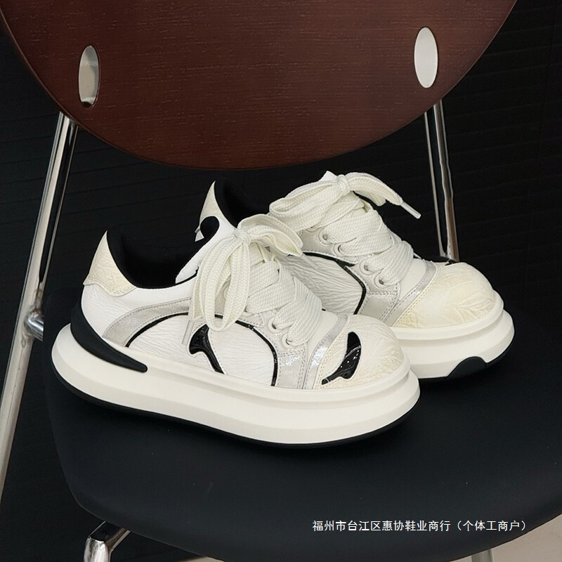 Panda Shoes Big Toe Smiling Face White Shoes for Women 2025 Summer and Autum New Thick-Soled Student Mango Toe Casual Sports Shoes